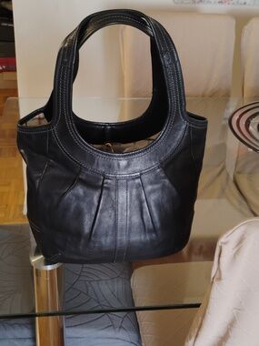 Coach Black Leather Shoulder Bag with Top Handles
